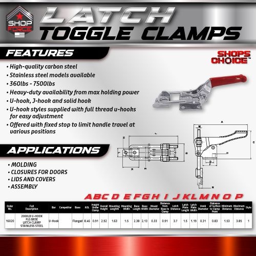 2000LB U-HOOK FLG BASE LATCH CLAMP STAINLESS STEEL LATCH PLATE INCLUDED(Same as 341-SS) Shop'sChoice™ - Image 2