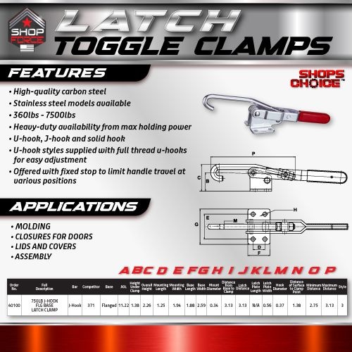 750LB J-HOOK FLG BASE LATCH CLAMP(Same as 371) Shop'sChoice™ - Image 2