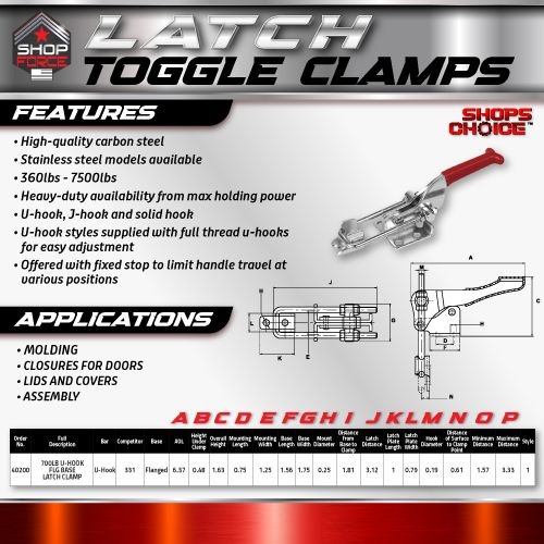 700LB U-HOOK FLG BASE LATCH CLAMP LATCH PLATE INCLUDED(Same as 331) Shop'sChoice™ - Image 2