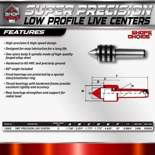 5MT SUPER PRECISION LOW PROFILE LIVE CENTER (0.0004) T.I.R. Shop'sChoice - Image 2