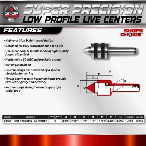 3MT SUPER PRECISION LOW PROFILE LIVE CENTER (0.0004) T.I.R. Shop'sChoice - Image 2