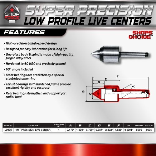 1MT SUPER PRECISION LOW PROFILE LIVE CENTER (0.0004) T.I.R. Shop'sChoice - Image 2