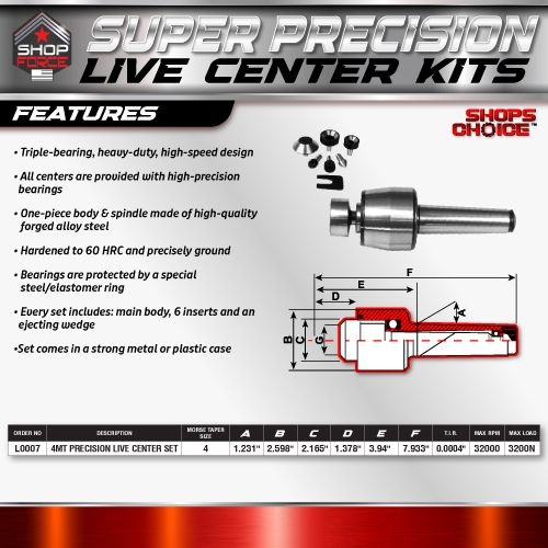 4MT SUPER PRECISION LIVE CENTER KITS  (0.0004) T.I.R. Shop'sChoice - Image 2