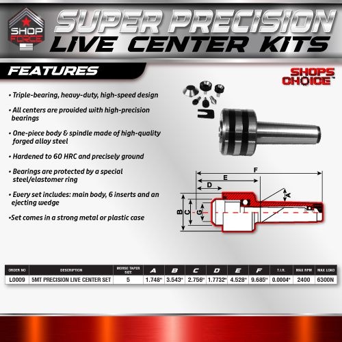 5MT SUPER PRECISION LIVE CENTER KITS  (0.0004) T.I.R. Shop'sChoice - Image 2