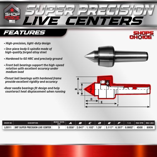 3MT SUPER PRECISION LIVE CENTER (0.000275) T.I.R. Shop'sChoice - Image 2