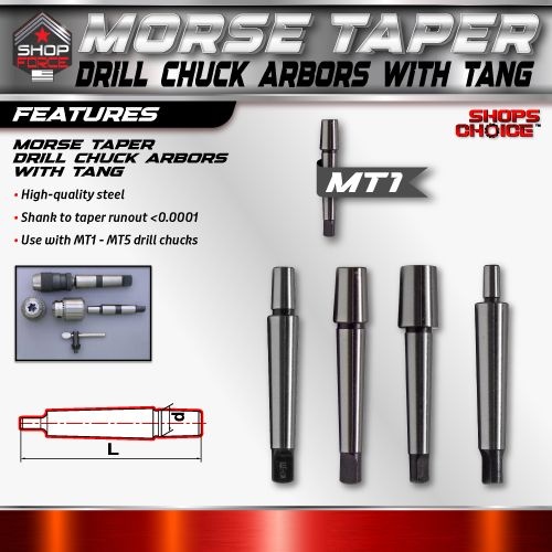 MT1 to JT1 Drill Chuck Arbor With Tang- Shop'sChoice - Image 2