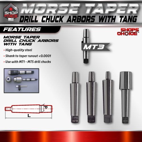 MT3 to JT2 Drill Chuck Arbor With Tang- Shop'sChoice - Image 2