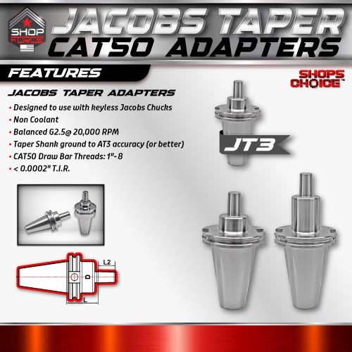 CAT50 JACOBS TAPER 3 X 2.78"  ADAPTOR  G2.5 X 30,000 RPM (0.0002 T.I.R.) Shop'sChoice - Image 2