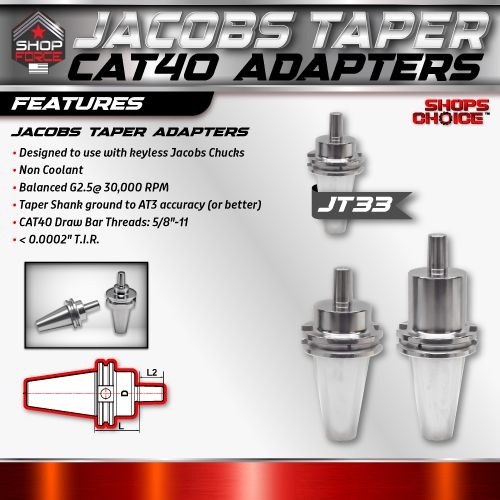 CAT40 JACOBS TAPER 33 X 2.44"  ADAPTOR  G2.5 X 30,000 RPM (0.0002 T.I.R.) Shop'sChoice - Image 2