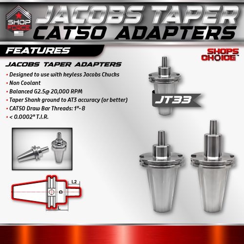 CAT50 JACOBS TAPER 33 X 2.56"  ADAPTOR  G2.5 X 30,000 RPM (0.0002 T.I.R.) Shop'sChoice - Image 2