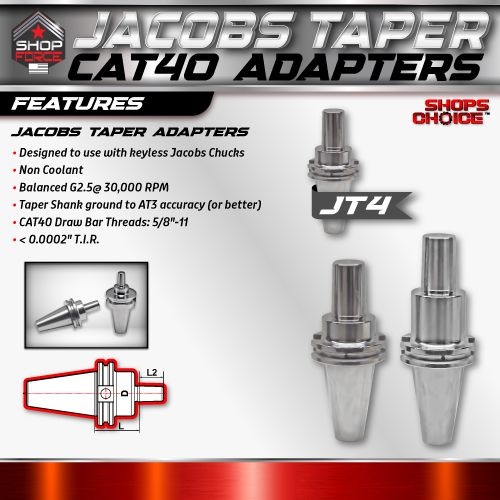 CAT40 JACOBS TAPER 4 X 1.57"  ADAPTOR  G2.5 X 30,000 RPM (0.0002 T.I.R.) Shop'sChoice - Image 2