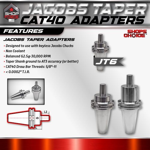 CAT40 JACOBS TAPER 6 X 1.57"  ADAPTOR  G2.5 X 30,000 RPM (0.0002 T.I.R.) Shop'sChoice - Image 2