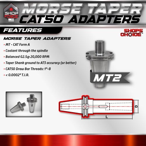 CAT50 MORSE TAPER 2 ADAPTOR  G2.5 X 30,000 RPM (0.0002 T.I.R.) Shop'sChoice - Image 2