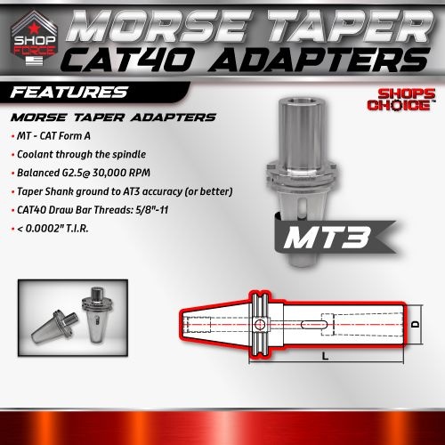 CAT40 MORSE TAPER 3 ADAPTOR  G2.5 X 30,000 RPM (0.0002 T.I.R.) Shop'sChoice - Image 2