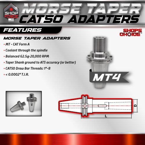 CAT50 MORSE TAPER 4 ADAPTOR  G2.5 X 30,000 RPM (0.0002 T.I.R.) Shop'sChoice - Image 2