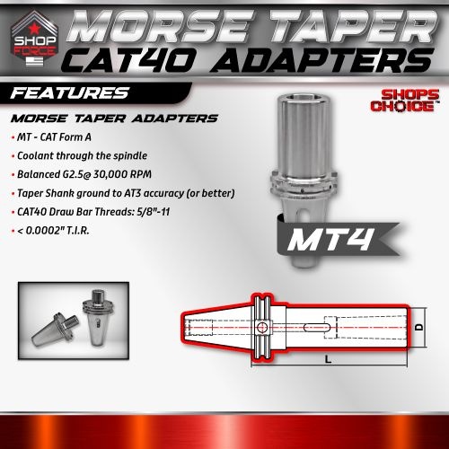 CAT40 MORSE TAPER 4 ADAPTOR  G2.5 X 30,000 RPM (0.0002 T.I.R.) Shop'sChoice - Image 2