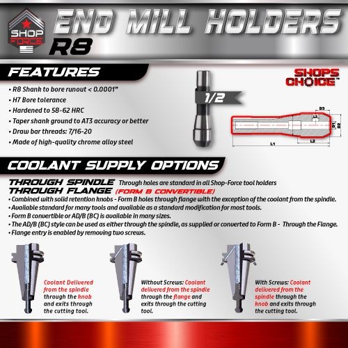 1/2 R8 END MILL HOLDER  Shop'sChoice - Image 2