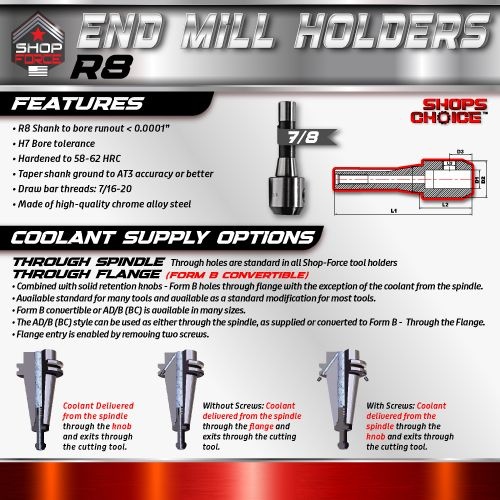 7/8 R8 END MILL HOLDER  Shop'sChoice - Image 2