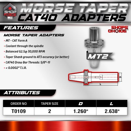 CAT40 MORSE TAPER 2 ADAPTOR  G2.5 X 30,000 RPM (0.0002 T.I.R.) Shop'sChoice - Image 3