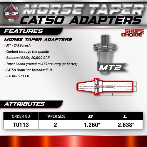 CAT50 MORSE TAPER 2 ADAPTOR  G2.5 X 30,000 RPM (0.0002 T.I.R.) Shop'sChoice - Image 3