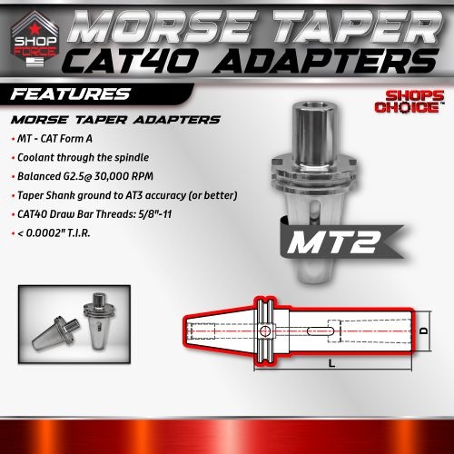 CAT40 MORSE TAPER 2 ADAPTOR  G2.5 X 30,000 RPM (0.0002 T.I.R.) Shop'sChoice - Image 2