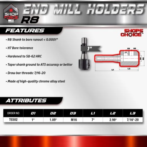 1 R8 END MILL HOLDER  Shop'sChoice - Image 3