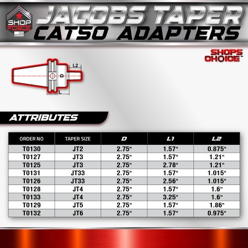 CAT50 JACOBS TAPER 33 X 2.56"  ADAPTOR  G2.5 X 30,000 RPM (0.0002 T.I.R.) Shop'sChoice - Image 4