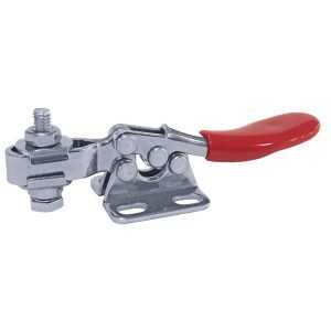 Heavy-duty metal battery clamp with red insulated handle